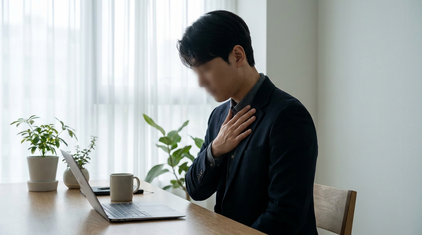 이유 없이 반복되는 가슴 두근거림과 불안감, 상부경추 불균형에 따른 미주신경 기능 저하가 원인일 수 있습니다 바디올한의원 진료
