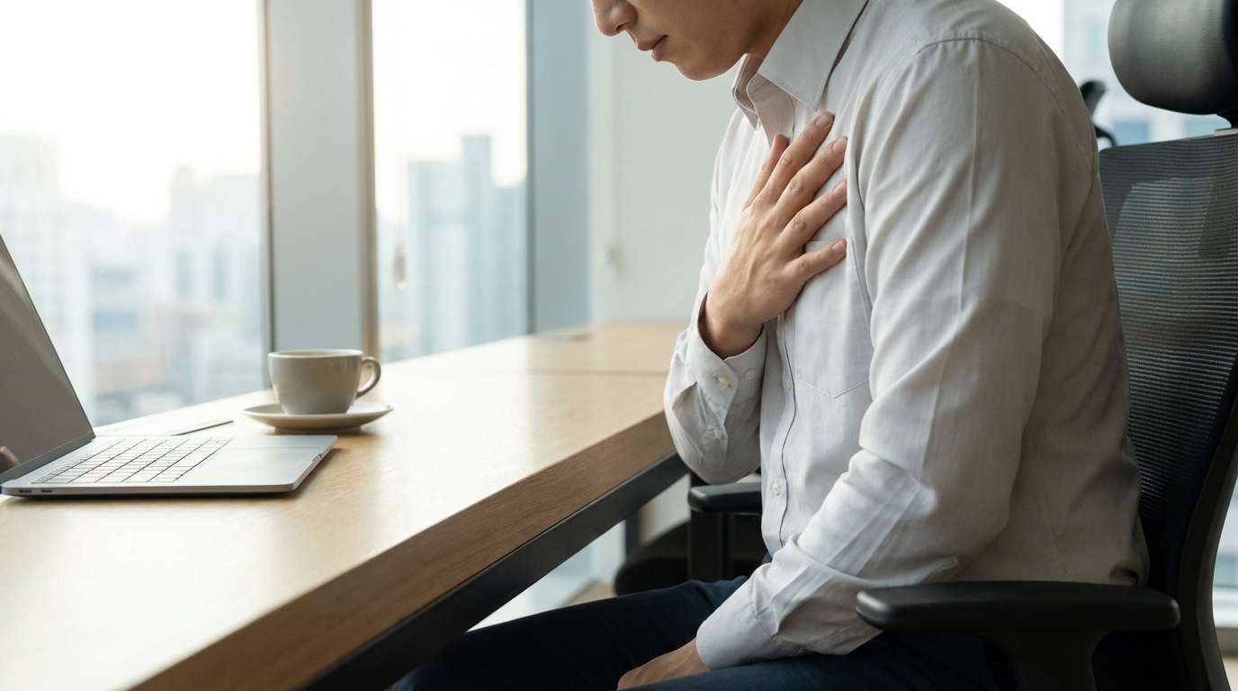 명치 답답함과 잦은 역류감, 흉추 정렬과 횡격막 가동성 저하가 원인일 수 있습니다 - 위식도역류질환의 구조적·약리학적 접근 바디올한의원 진료