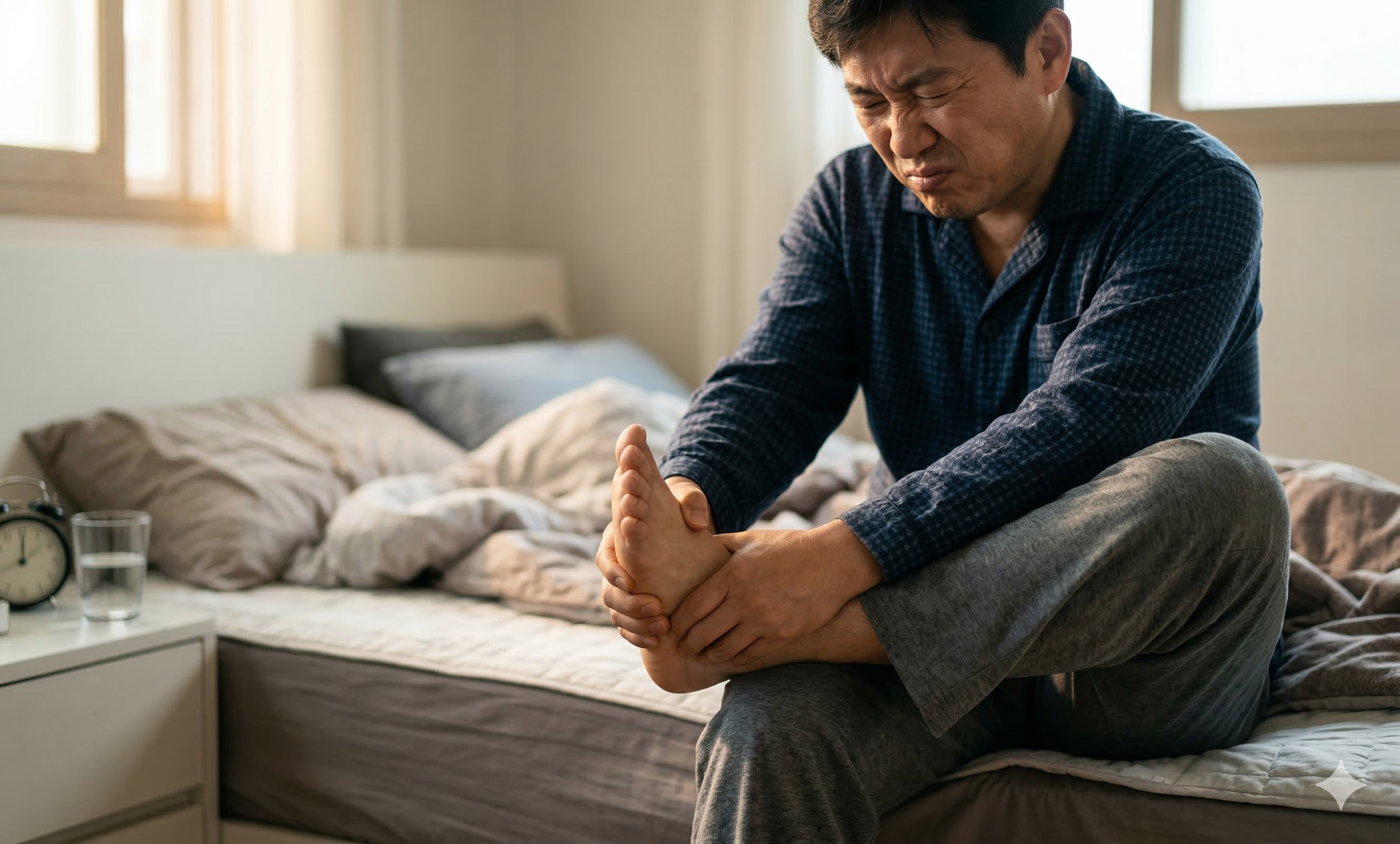 Patient feeling foot pain after waking up