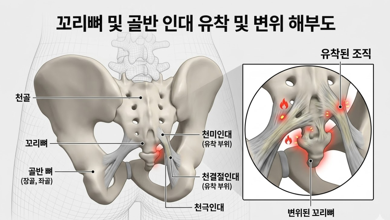 Tailbone structure and mechanism of inflammation